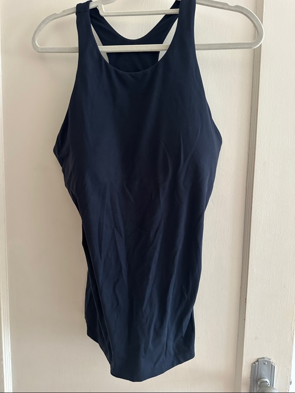 CRZ YOGA Womens High Neck Workout Tank Tops - with Built-in Shelf Bra Racerback